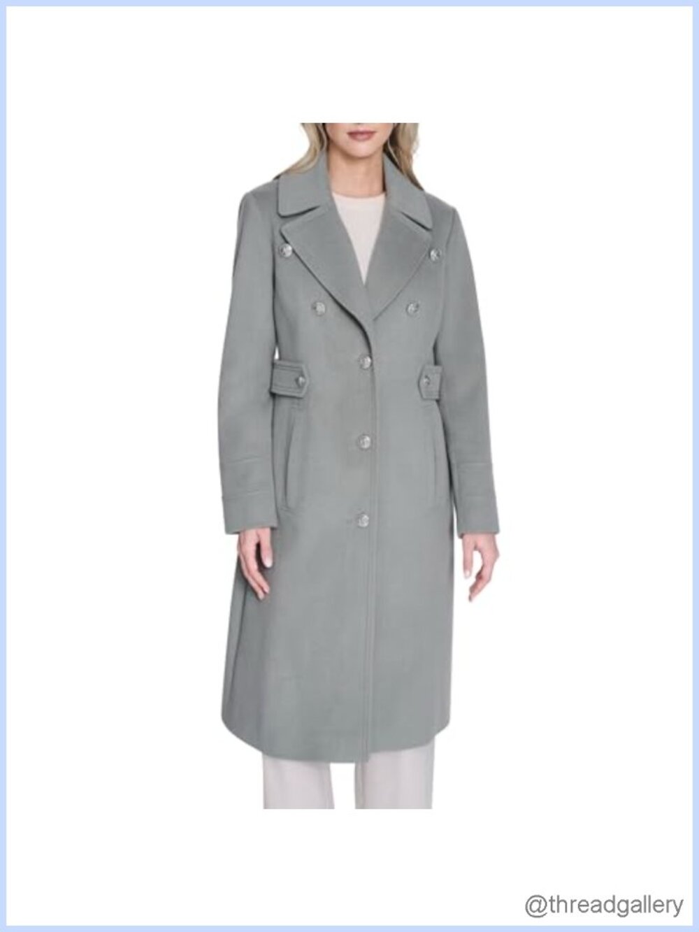 Military Wool Blend Overcoat Contrast Button Notched Collar